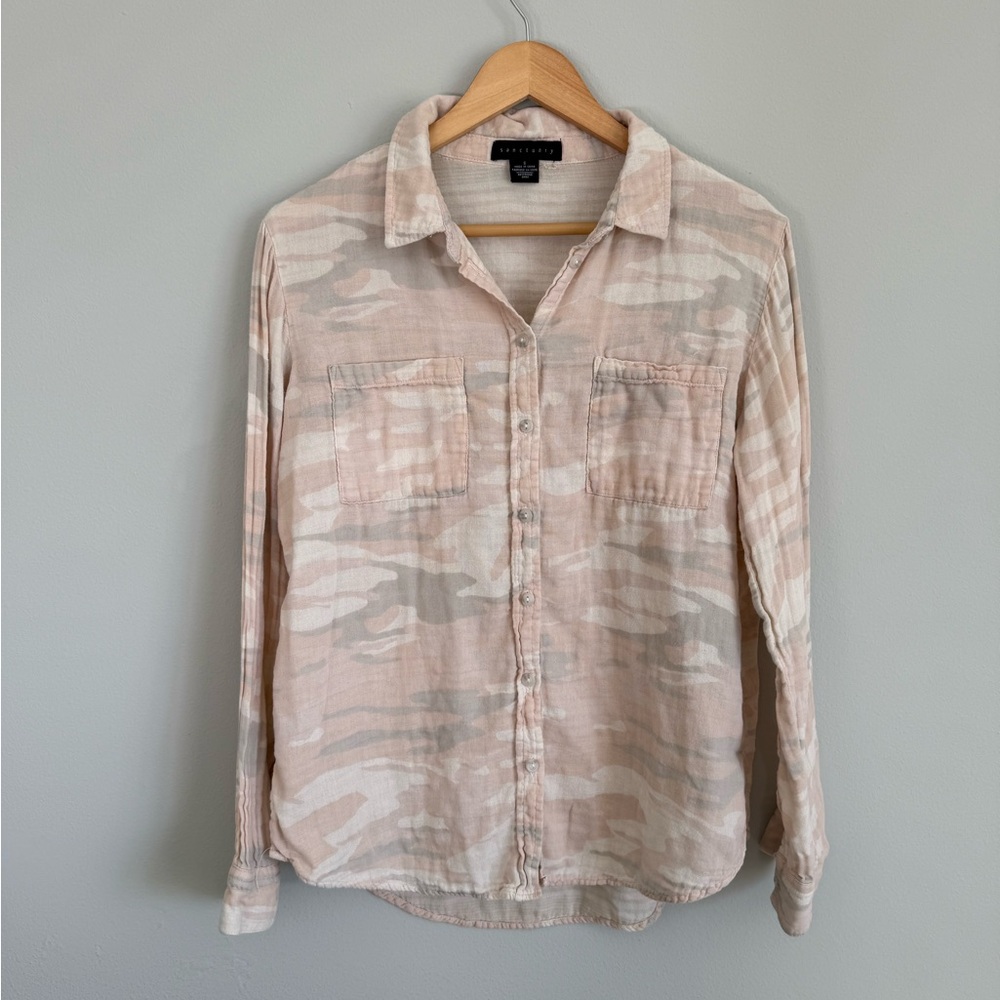 Sanctuary Camo Gauzy Button Down